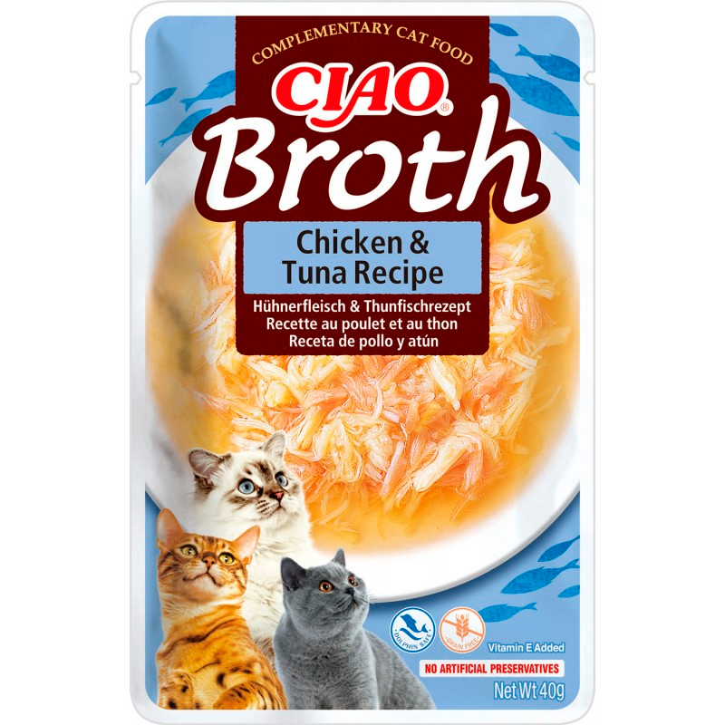 Churu Broth Sopa Pollo Con Atún En Sobre Para Gatos 12 x 40gr