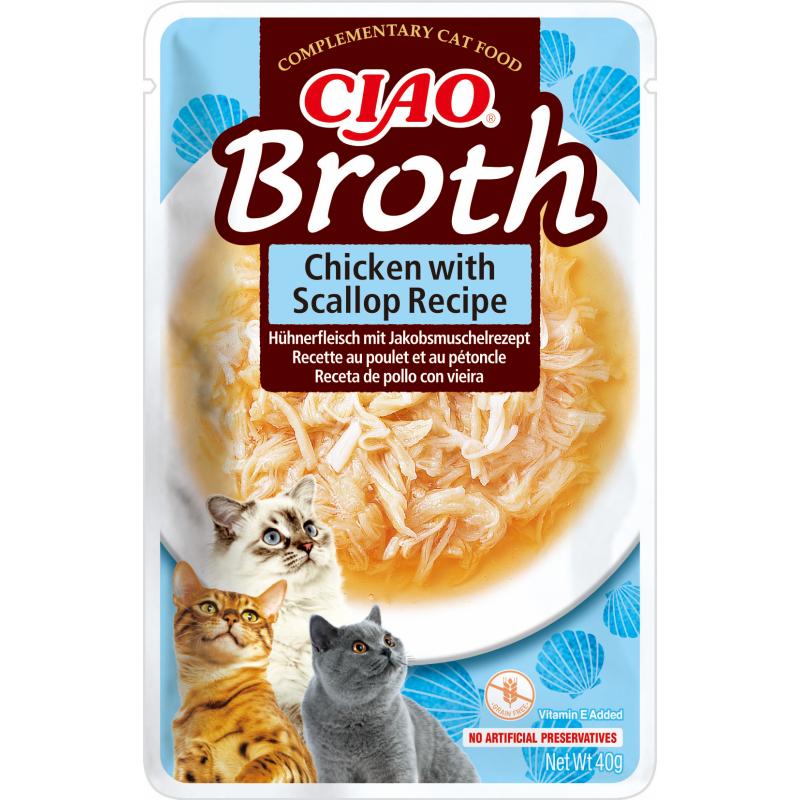 Churu Broth Sopa Pollo Con Vieira En Sobre Para Gatos 12 x 40gr