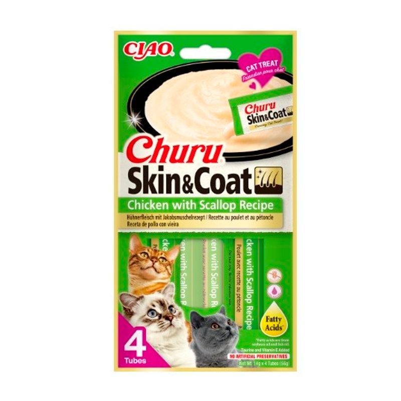 Churu Skin & Coat Receta De Pollo Con Vieira para Gatos