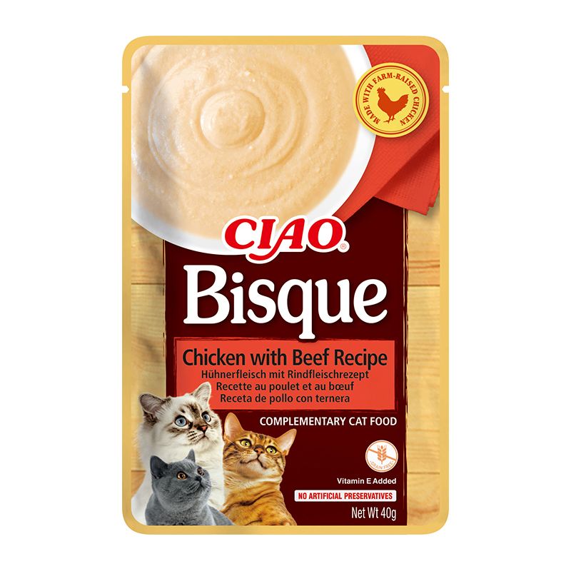 Churu Bisque Pollo con Buey Sobres para Gatos